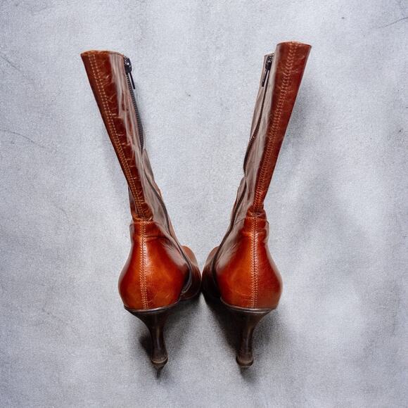 Vintage Y2K Kenneth Cole New York Brown Cognac Leather City Boots Women’s 8.5 - Picture 4 of 11